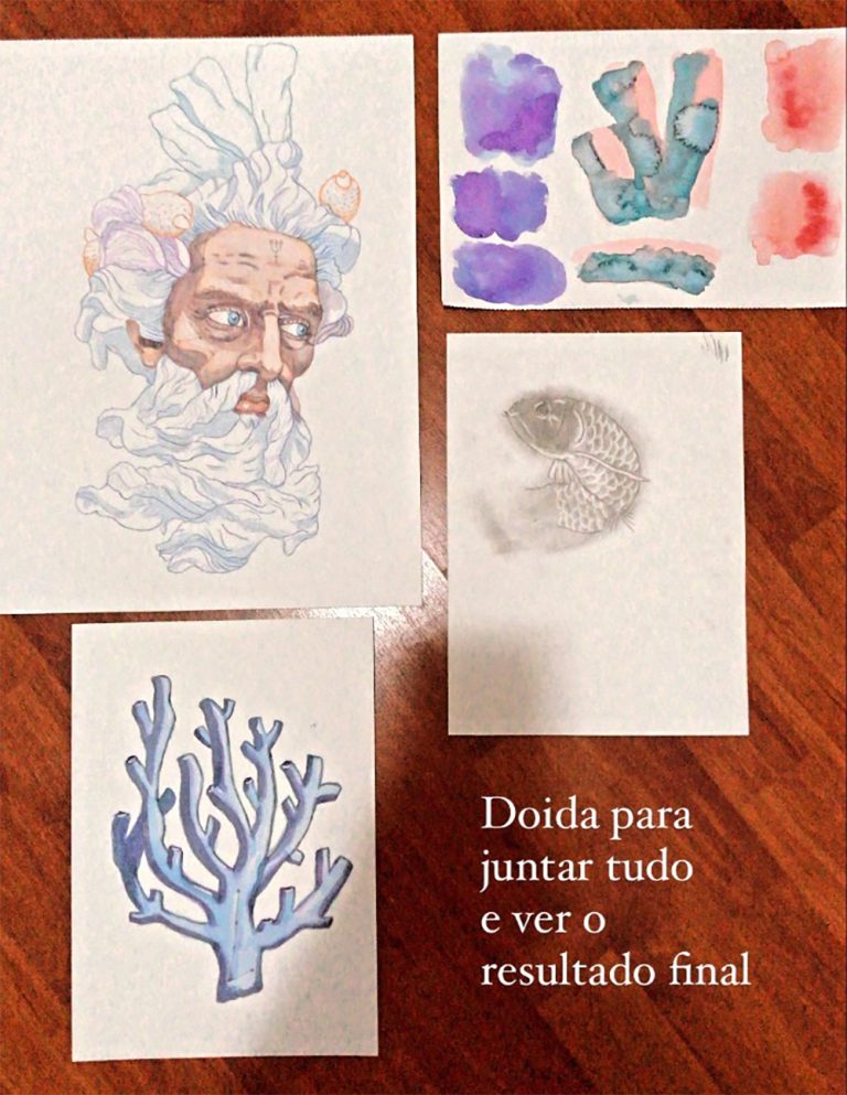 portrait of Neptune in watercolor